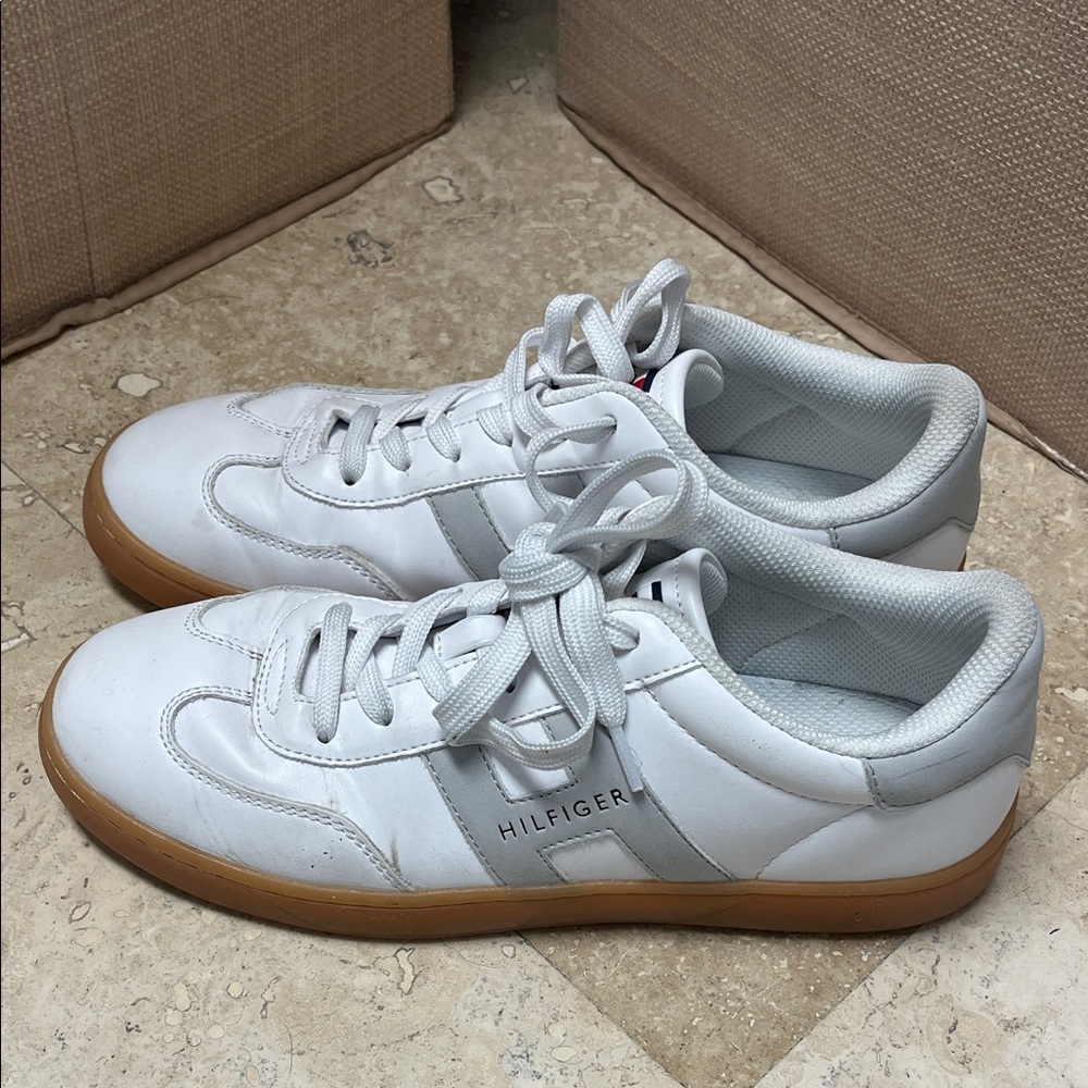Tommy Hilfiger White and Gray Sneakers